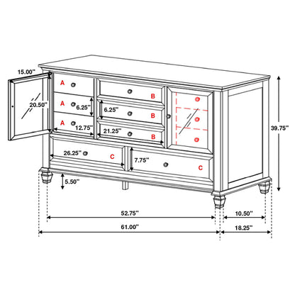 Dennis - 11 Drawer Dresser - Cream White