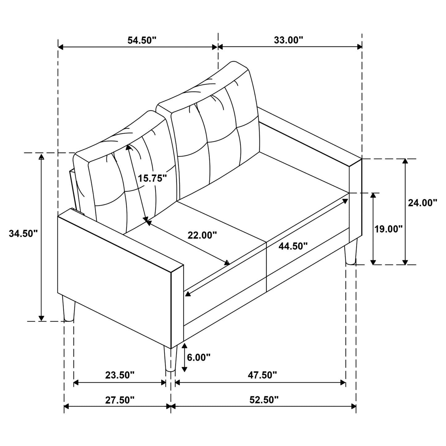 Heather - Track Arm Tufted Loveseat