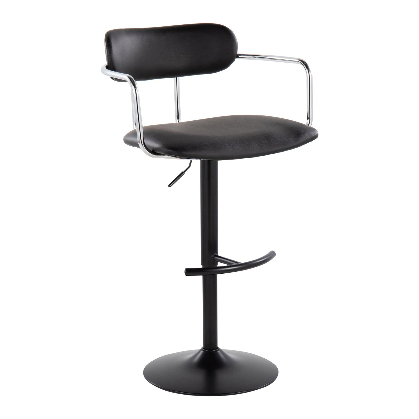 Demi - Contemporary Adjustable Height Barstool With Swivel With Rounded T Footrest (Set of 2)