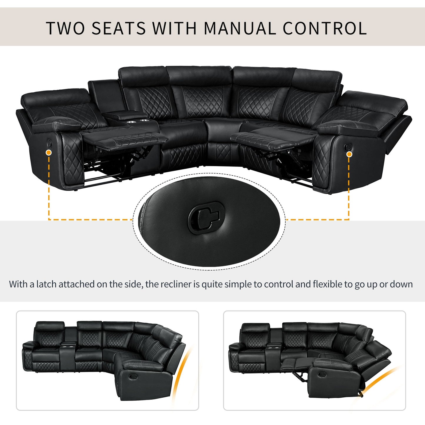Home Theater Seating Manual Recliner With Cup Holder, Hide - Away Storage Reclining Sofa For Living Room, Home Theater