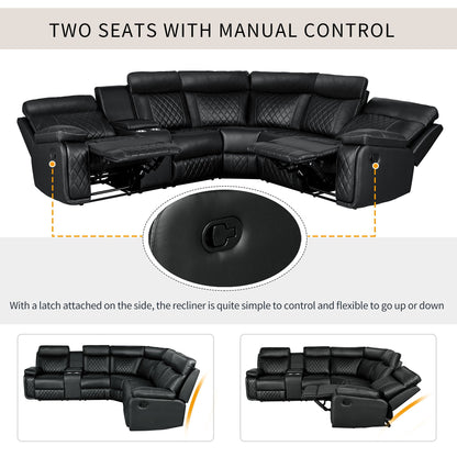Home Theater Seating Manual Recliner With Cup Holder, Hide - Away Storage Reclining Sofa For Living Room, Home Theater