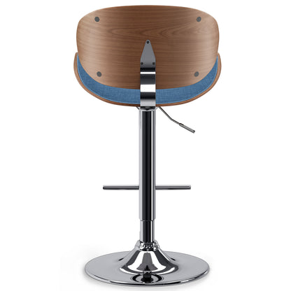 Marana - Bentwood Adjustable Swivel Bar Stool - Blue Linen