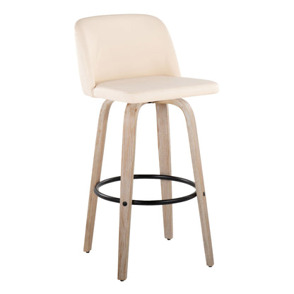 Toriano - Mid-Century Modern Fixed Height BarStool With Round Footrest (Set of 2)