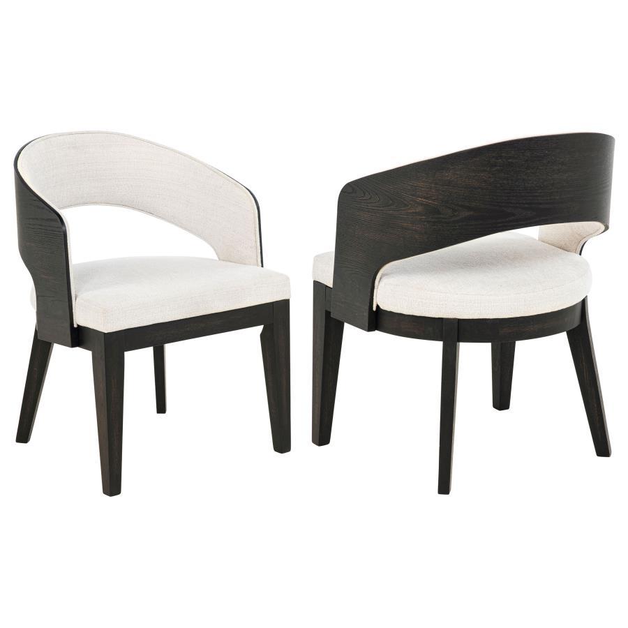 Leandro - Upholstered Dining Arm Chair (Set of 2) - Burnished Black / Cream