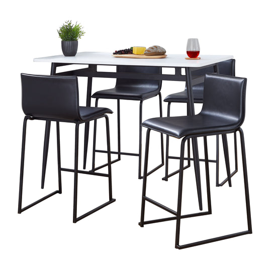 Marcel Mara - 5 Piece Upholsted, Contemporary Counter Height Dining Set