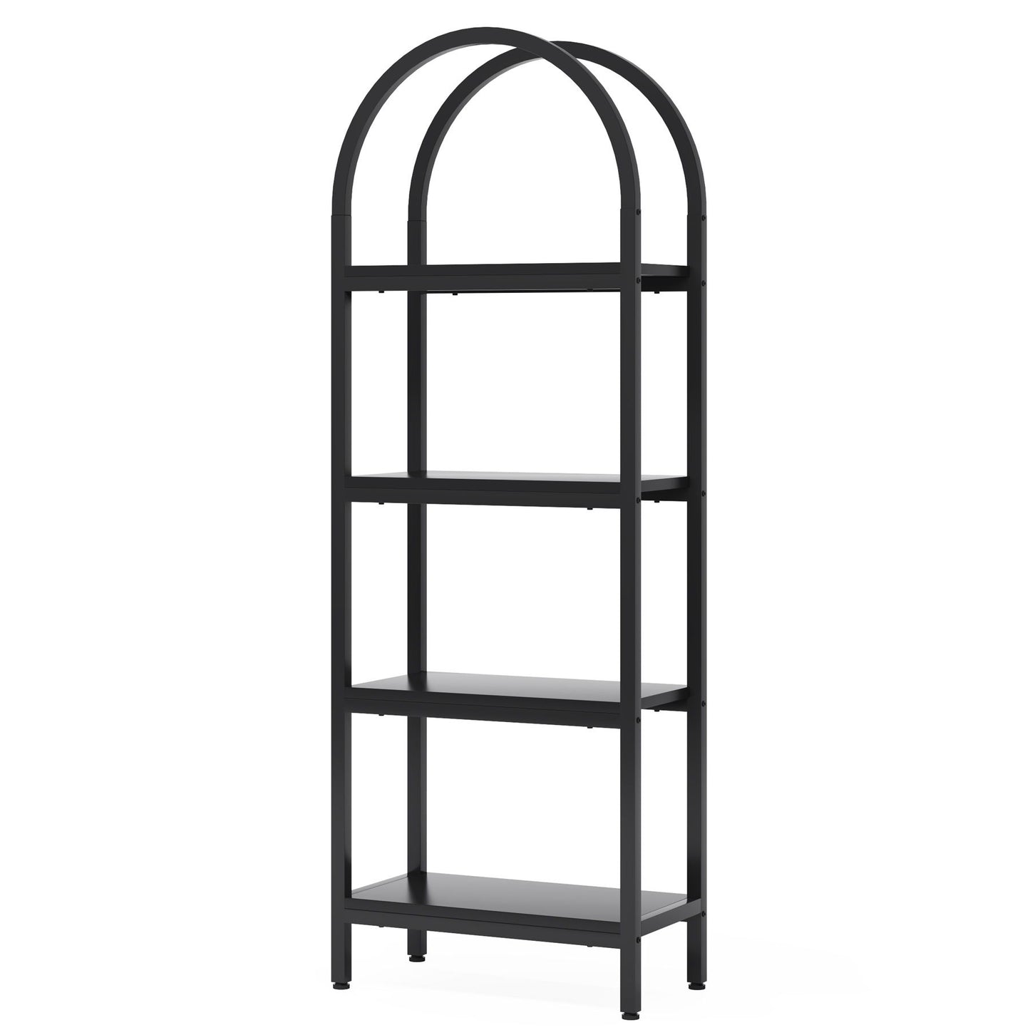 Industrial 4 Tier Open Bookshelf With Curved Top