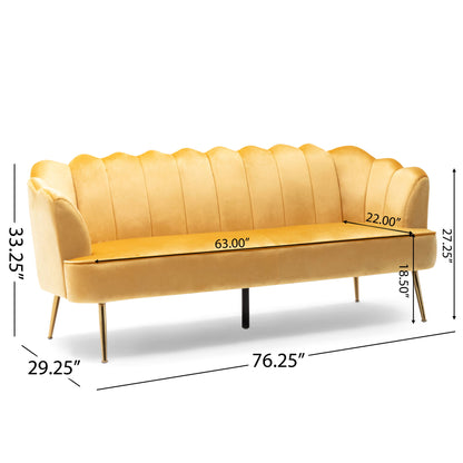 Modern Glam 3 Seater Sofa With Velvet Texture