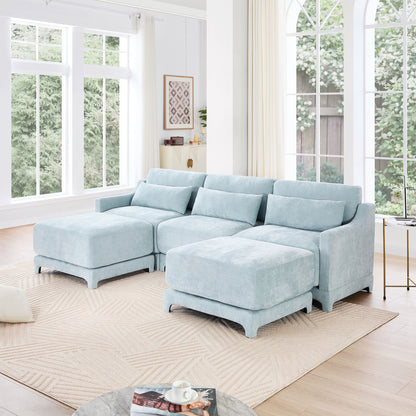 Stylish Sofa With Ottoman And Lumbar Pillows, Ergonomic Design
