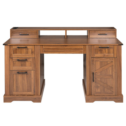 Office Desk With Charging Station & Storage Cabinet