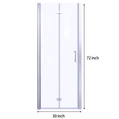 Bi-Fold Semi-Frameless Shower Doors In Matte With Clear Glass