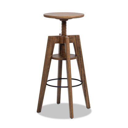 Spencer - Minimalist Oak Adjustable Bar Counter Stool - Walnut Brown Oak