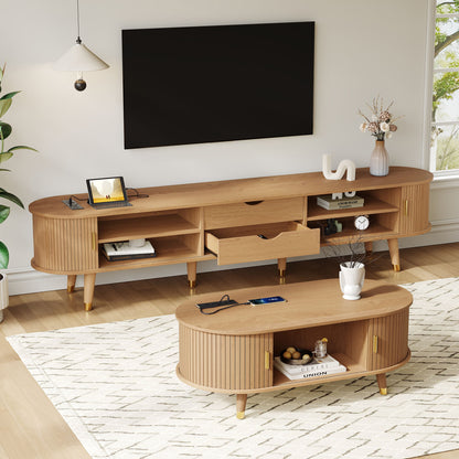 TV Stand & Coffee Table Set With Charging Station