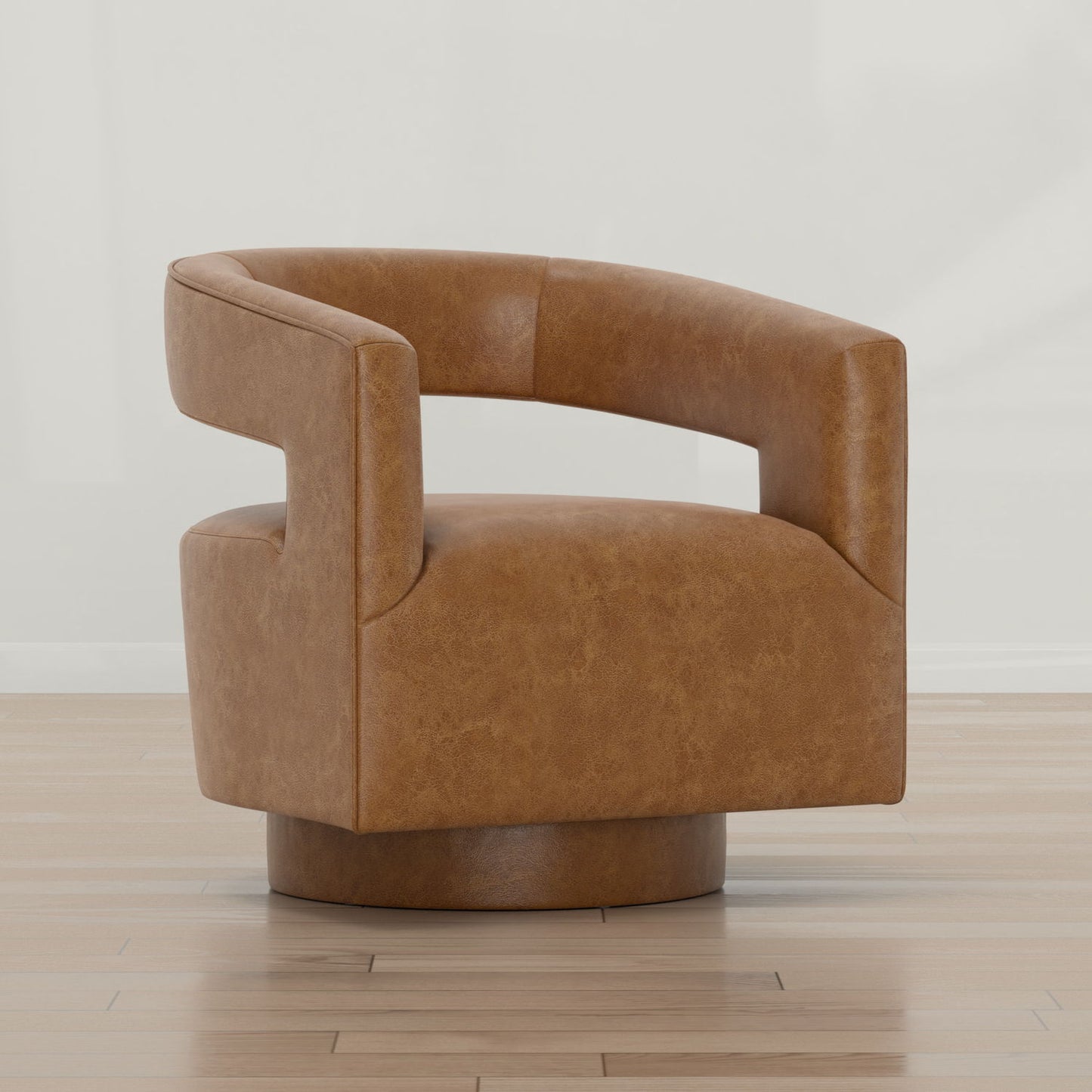 Swivel Accent Chair With Geometric Backrest