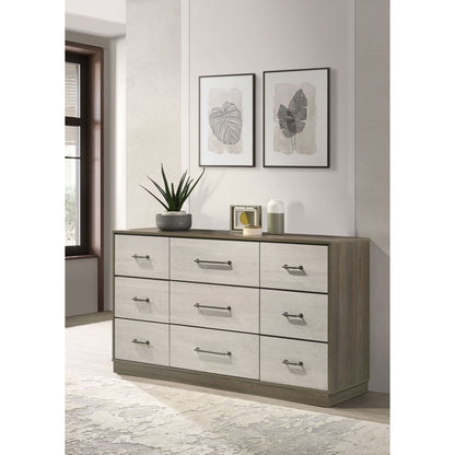 Edmondson - 9 Drawer Dresser With Hidden Jewelry Tray - Natural / Gray