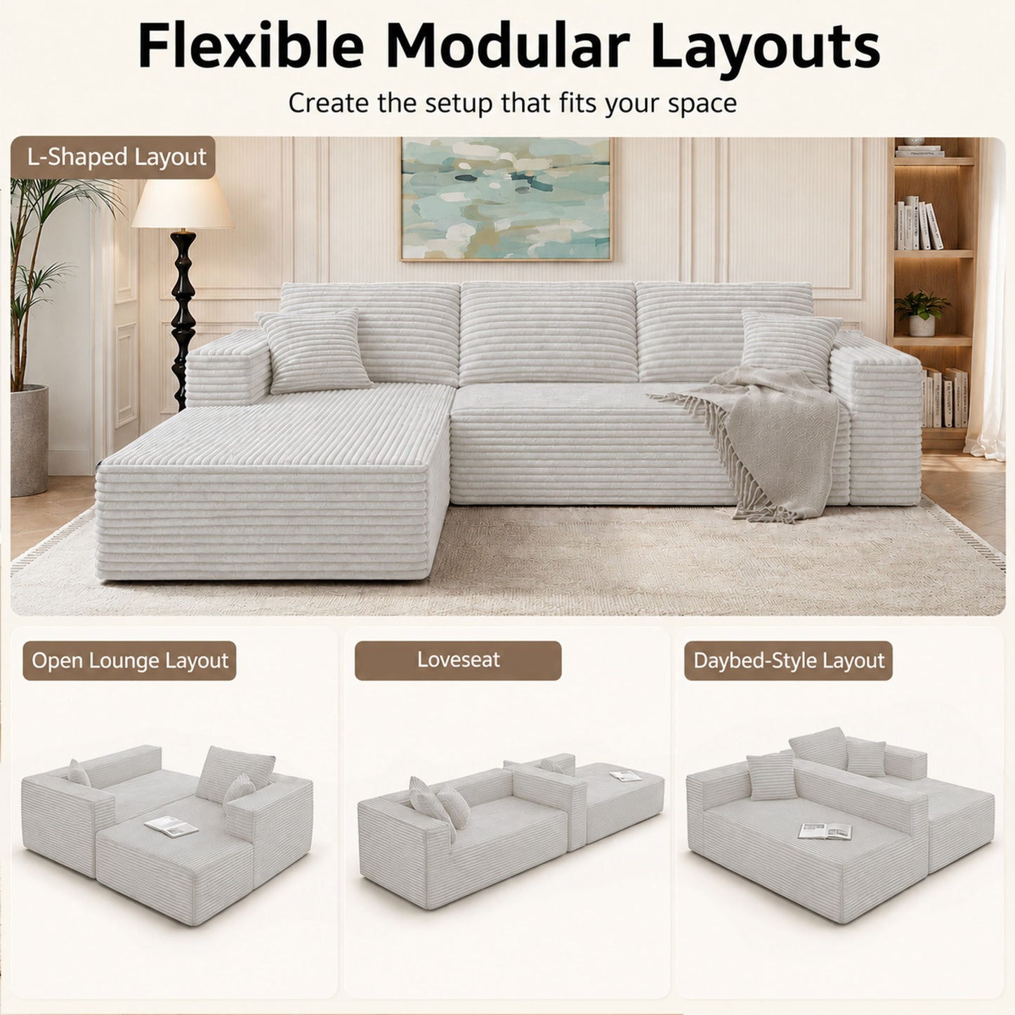 Modern L-Shaped Sectional Sofa With Left Facing Chaise