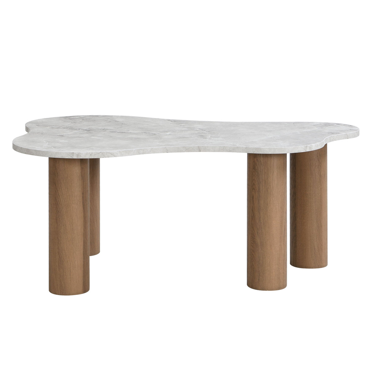 Soren - Organic Shape Coffee Table And Cylindrical Base - Marble