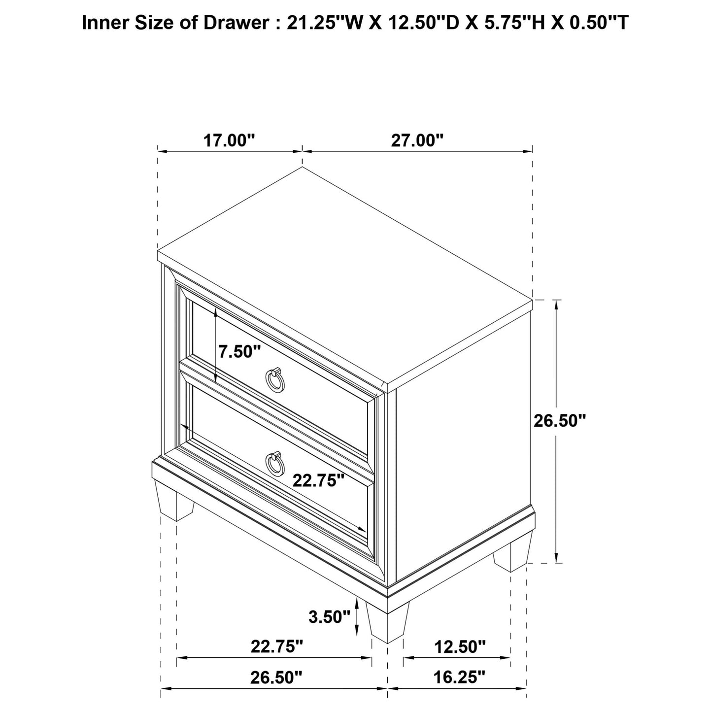 Wedner - 2 Drawer Nightstand - Oak