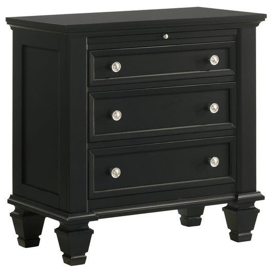 3 Drawer Nightstand With Pull Out Tray - Black