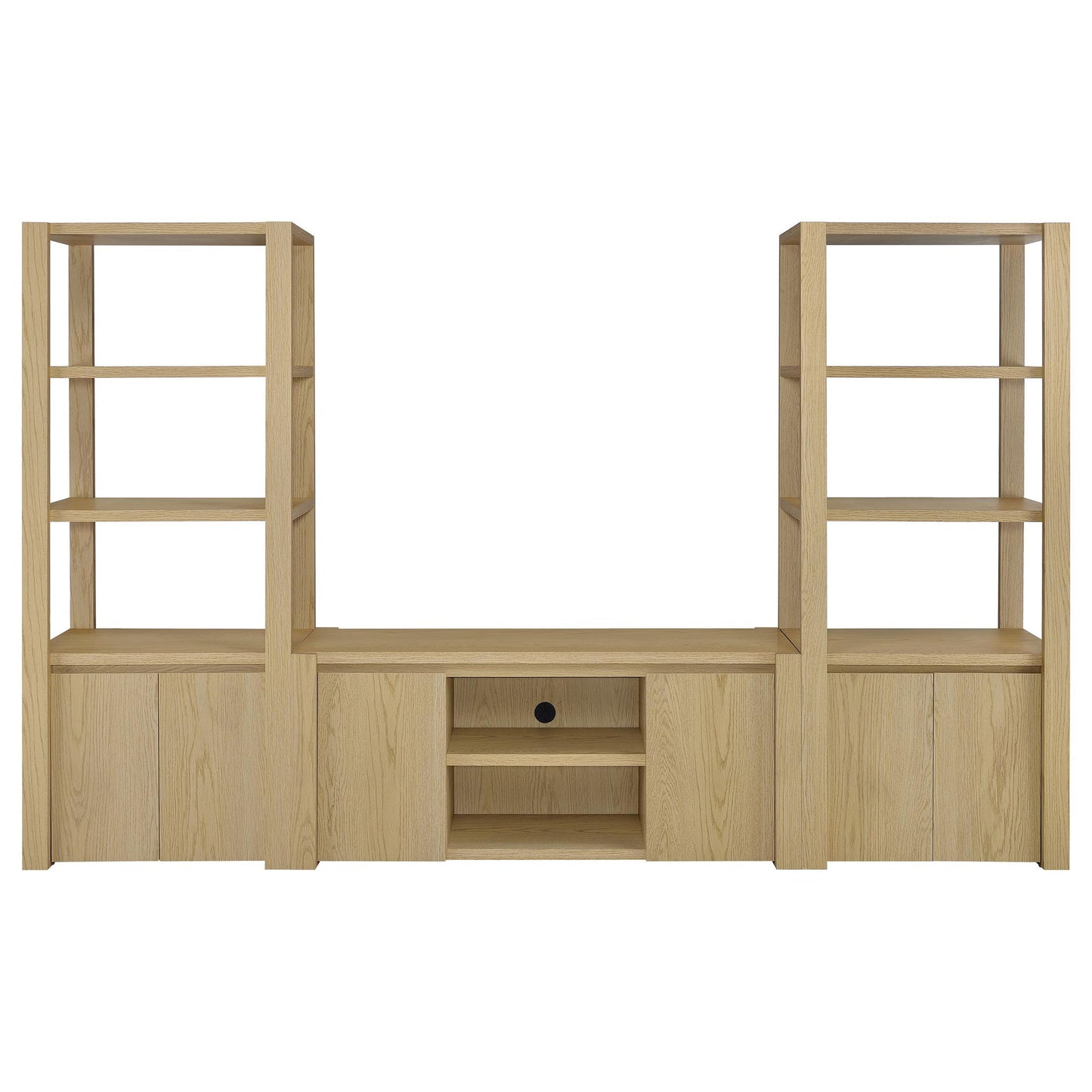 Susac - 3 Piece Entertainment Center With TV Stand And Media Towers - Light Oak