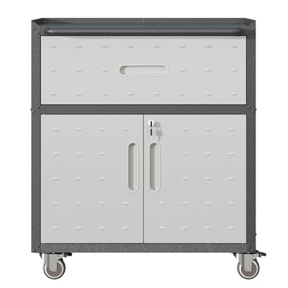 Sturdy And Durable Metal Tool Cabinet For Garage With Wheels Mobile Heavy Duty Storage Cabinet With 1 Drawer And 2 Locking Doors