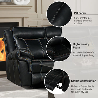 Home Theater Seating Manual Recliner With Cup Holder, Hide - Away Storage, 2 USB Ports And 2 Power Sockets For Living Room, Home Theater