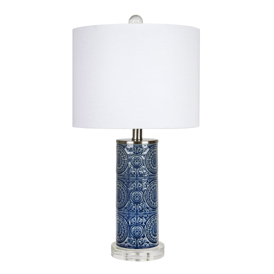 Spyro - Contemporary Table Lamp - Bijou Blue / White / Clear Crystal / Nickel