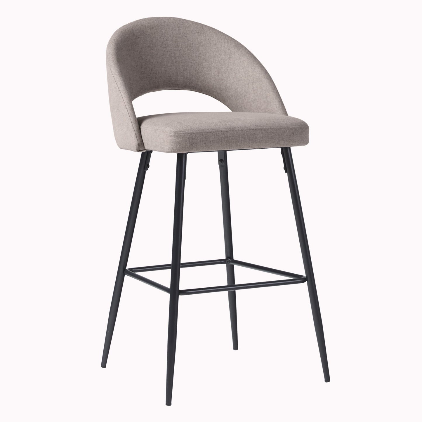 Modern 2 Piece Minimalist Upholstered Bar Stool Set - Mushroom