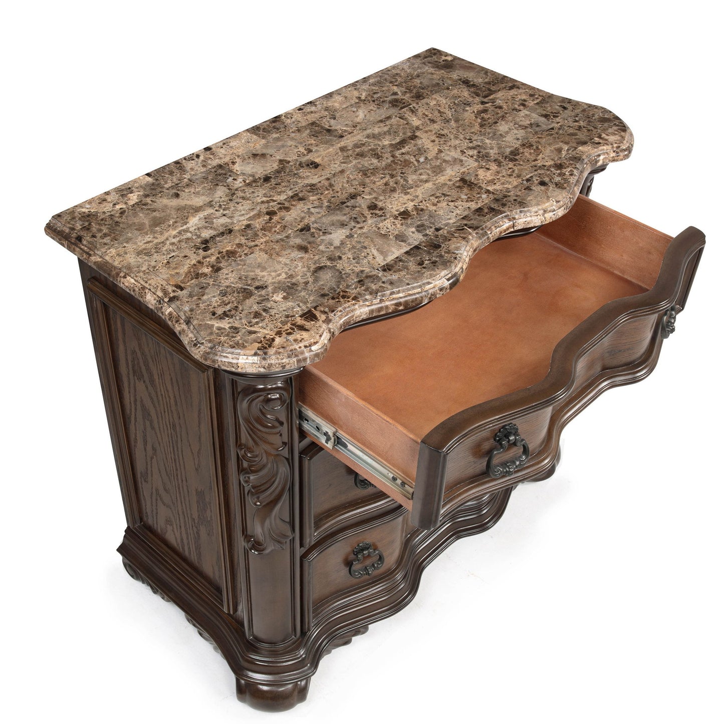 Nightstand, 3 Drawers - Brown / Coffee