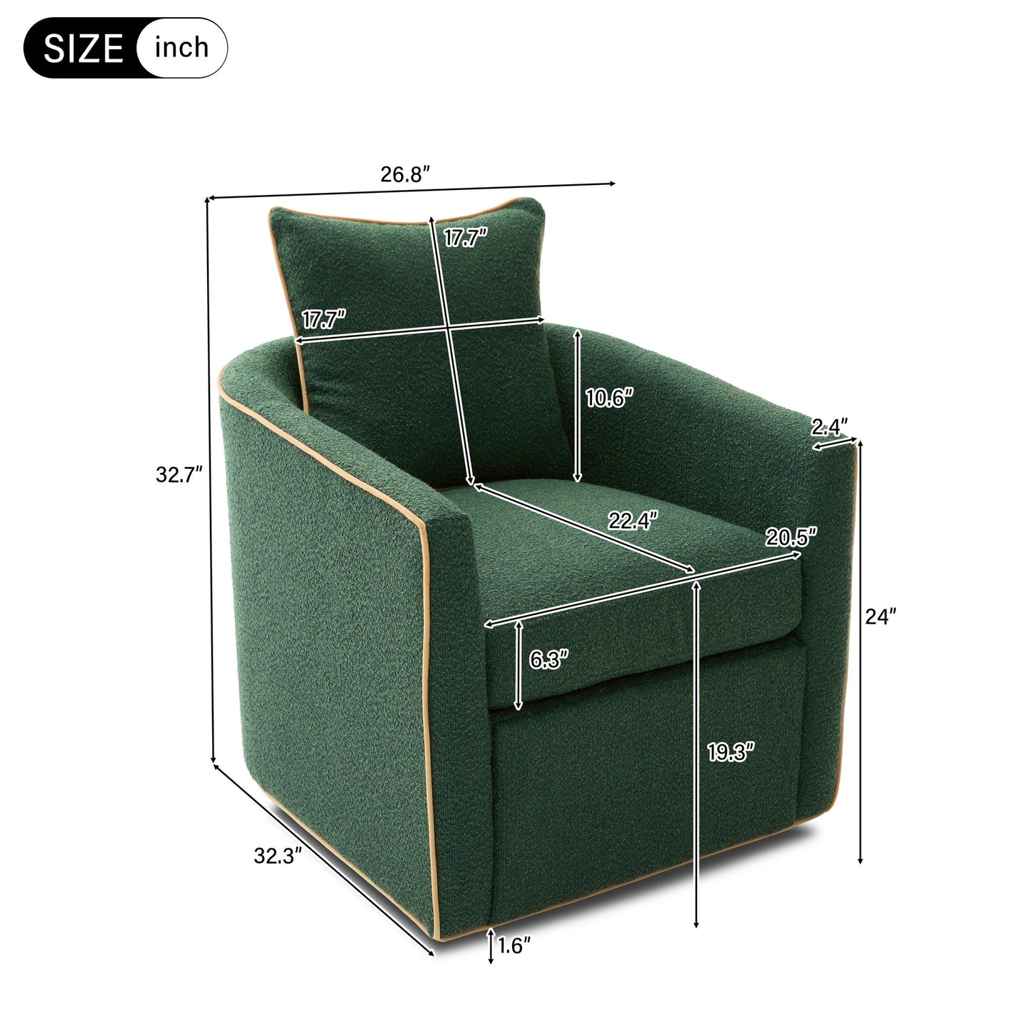 Swivel Accent Chair, Rotating Base, For Living Room