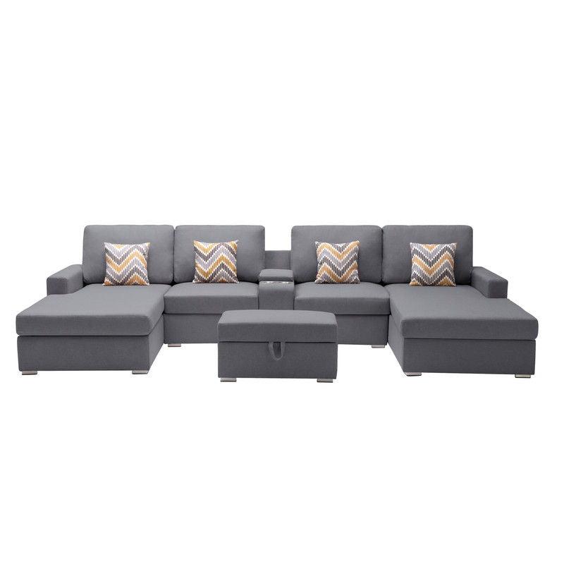 Nolan - Fabric 6 Piece Sectional Sofa With Pillows And Interchangeable Legs