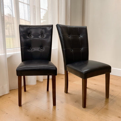Britney - Synthetic Leather Side Chair (Set of 2) - Brown / Walnut
