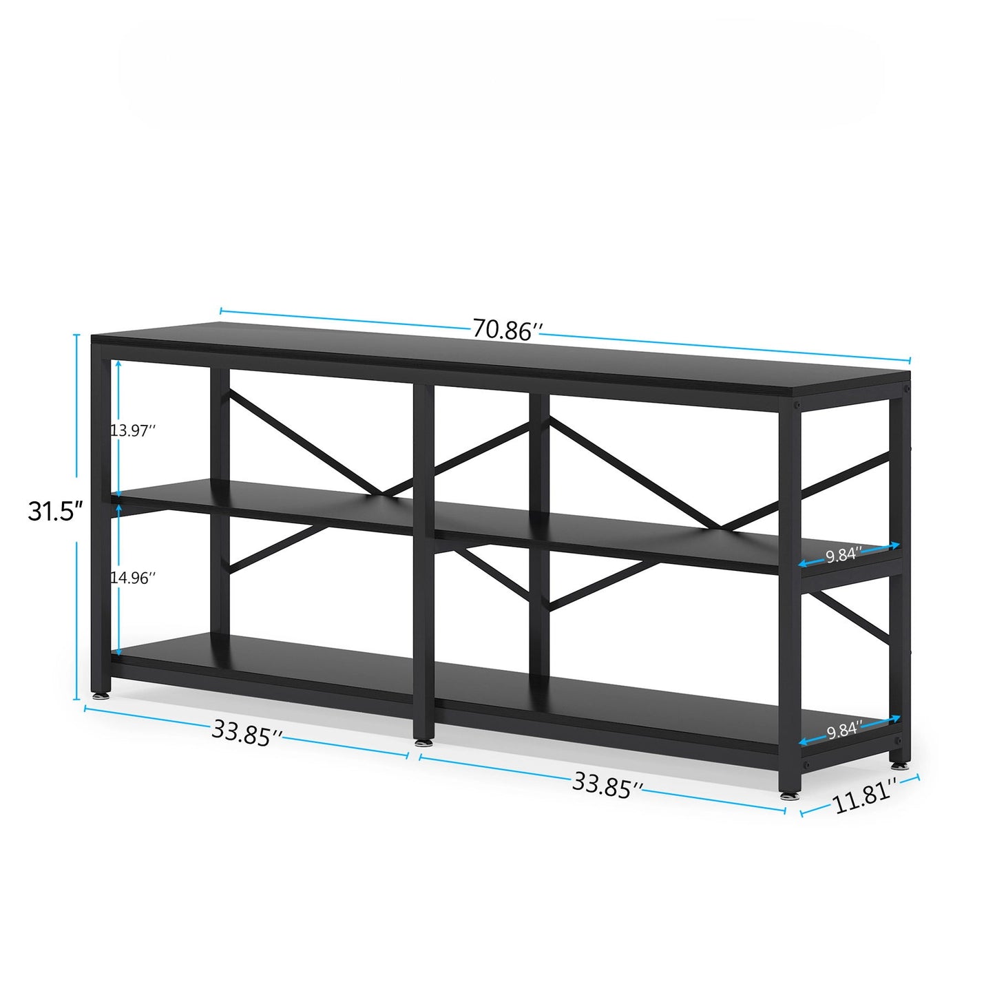 Console Table With X Back Design, Extra Long Storage