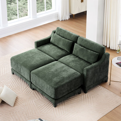 Stylish Sofa With Ottoman And Lumbar Pillows, Ergonomic Design