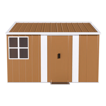 Heavy Duty Metal Storage Shed With Windows And Lockable Door, Weatherproof Outdoor Garden Shed