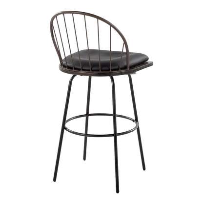 Riley - Claire Farmhouse Fixed Height Barstool With Swivel With Round Footrest (Set of 2)