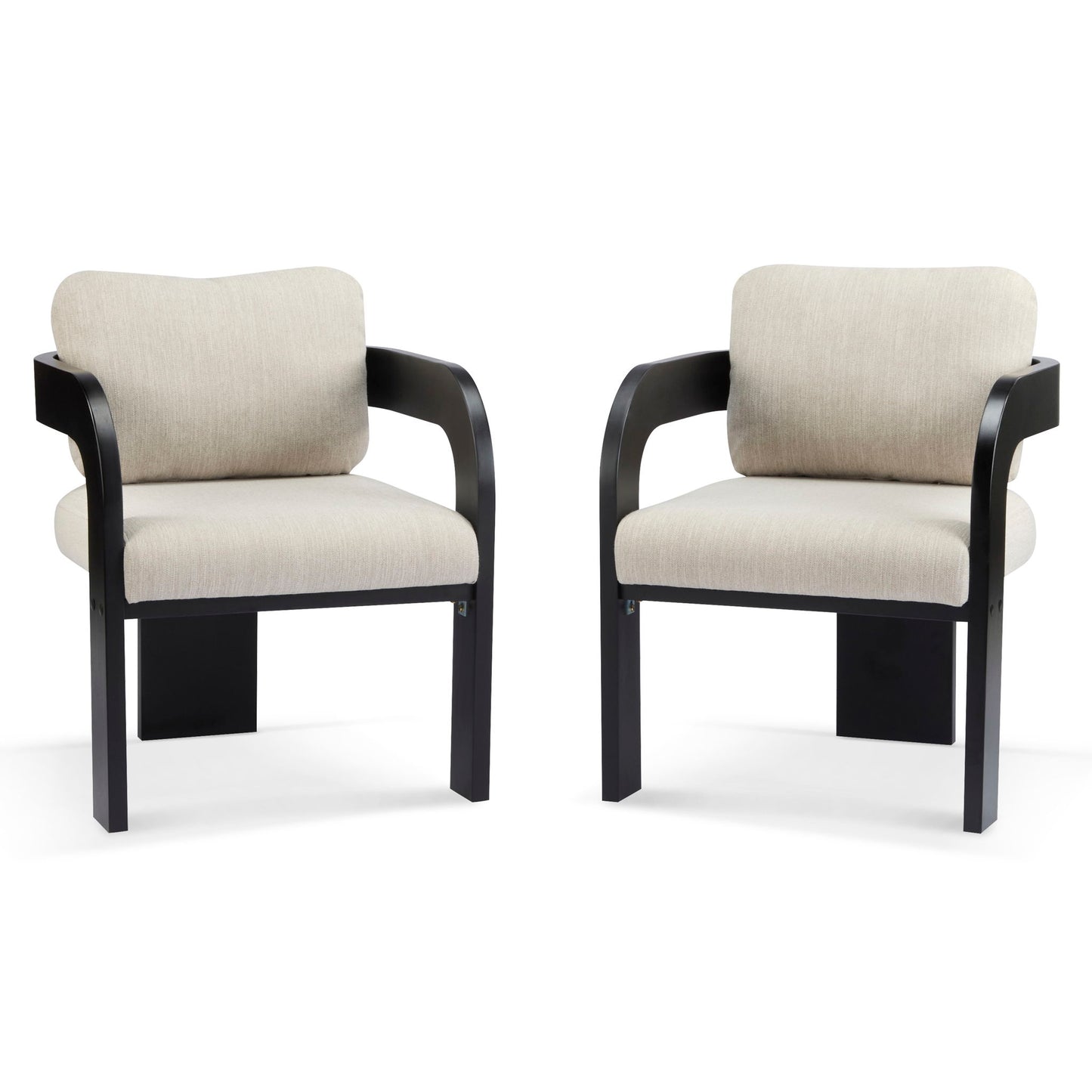 Dining Chairs With Pillow Back (Set of 2) - Beige / Black