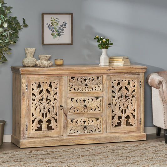 3 Drawer Sideboard Handcrafted - Antique White