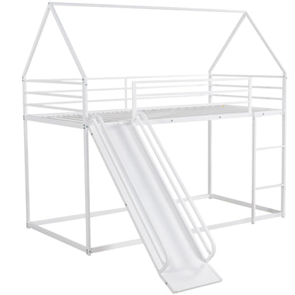 Twin Over Twin House Bunk Bed With Ladder And Slide