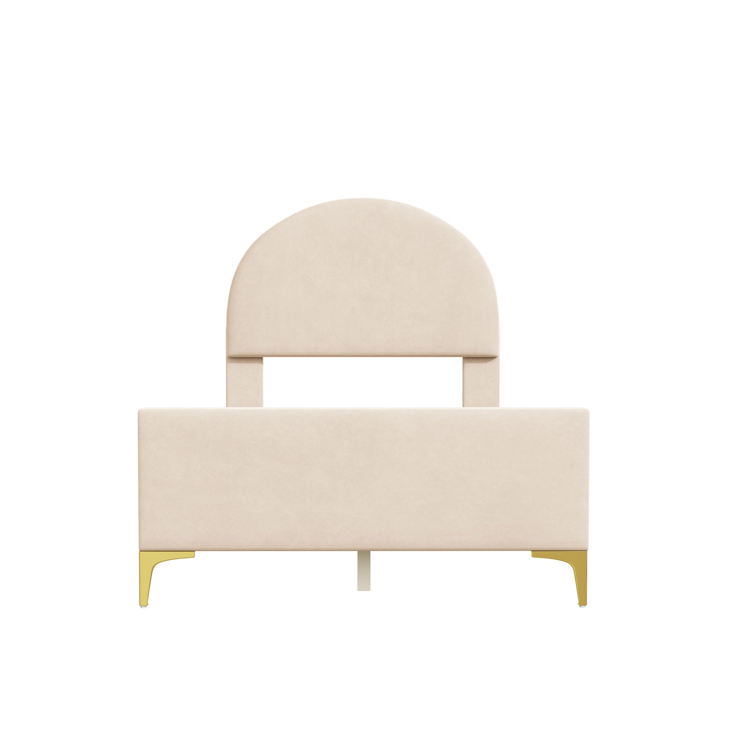 Upholstered Platform Bed With Classic Semi-Circle Shaped Headboard