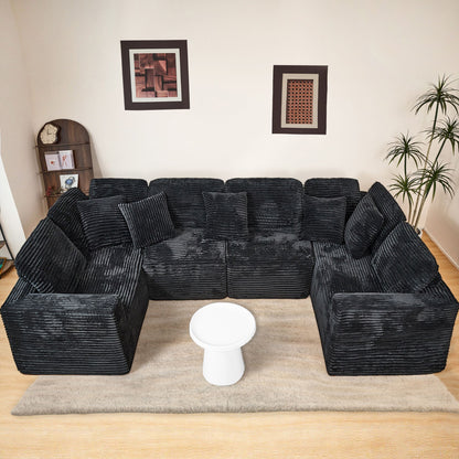 Modular U Shaped Sectional Sofa With Reversible Design