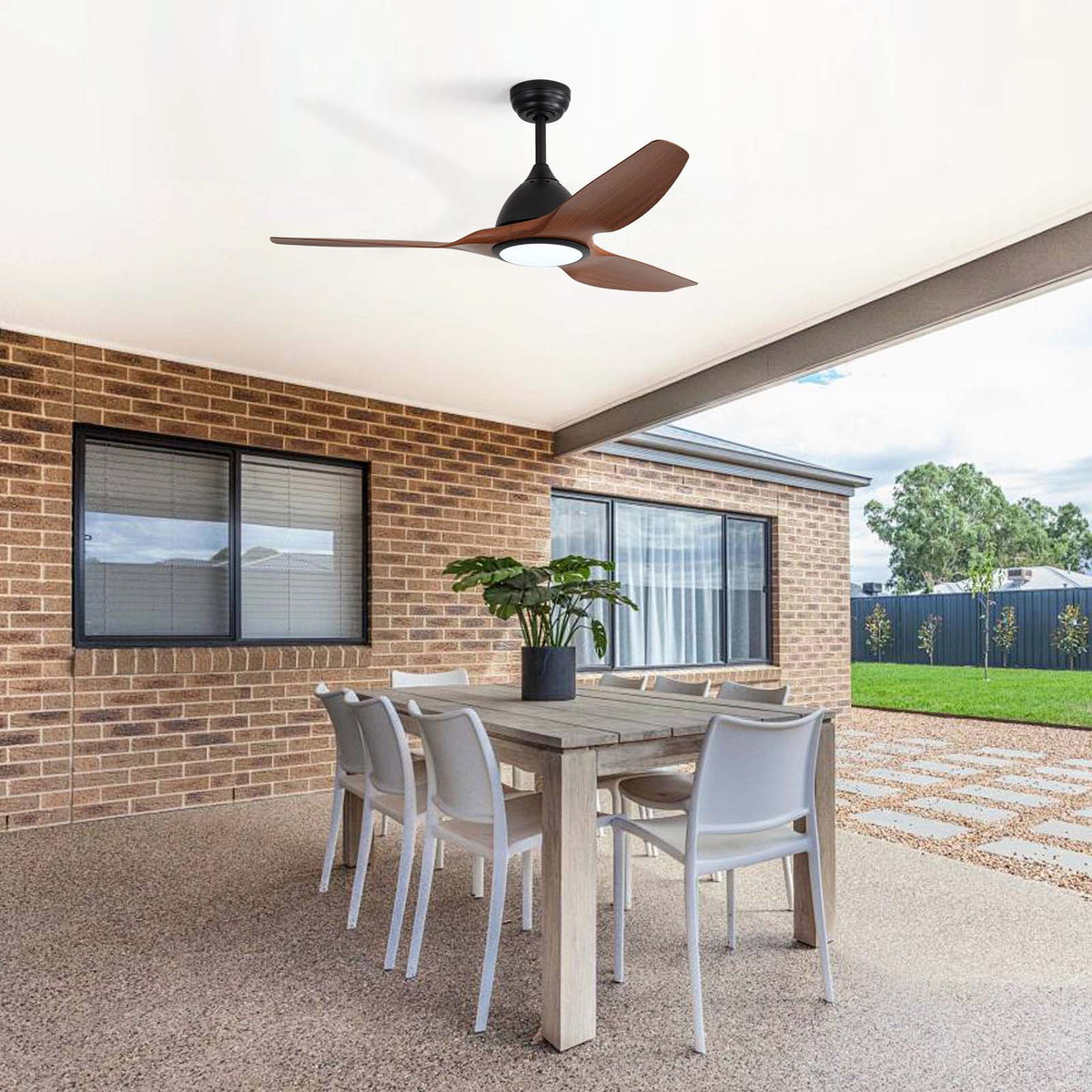 52" Smart Ceiling Fan, Dimmable 3 Color LED Light, Remote Control, Quiet Reversible DC Motor