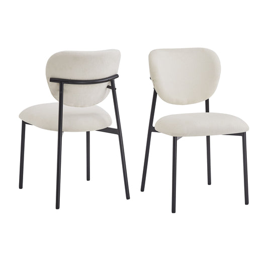 Modern Upholstered Dining Chairs With Metal Legs (Set of 2) - Beige