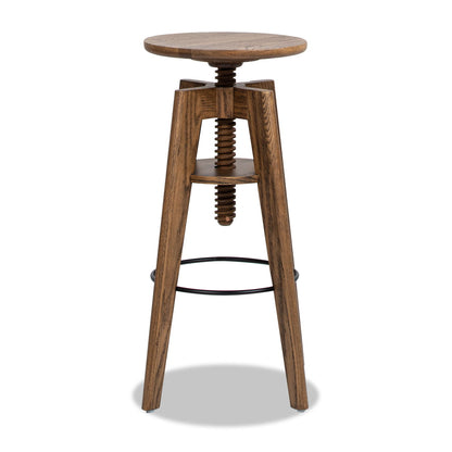 Spencer - Minimalist Oak Adjustable Bar Counter Stool - Walnut Brown Oak