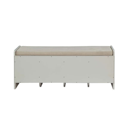 Berci - Bench With Storage - Beige Fabric & White