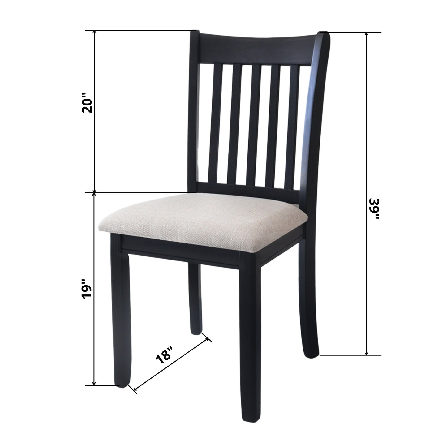 Modern Dining Chair, Wooden Back, Cushion Seats (Set of 2)