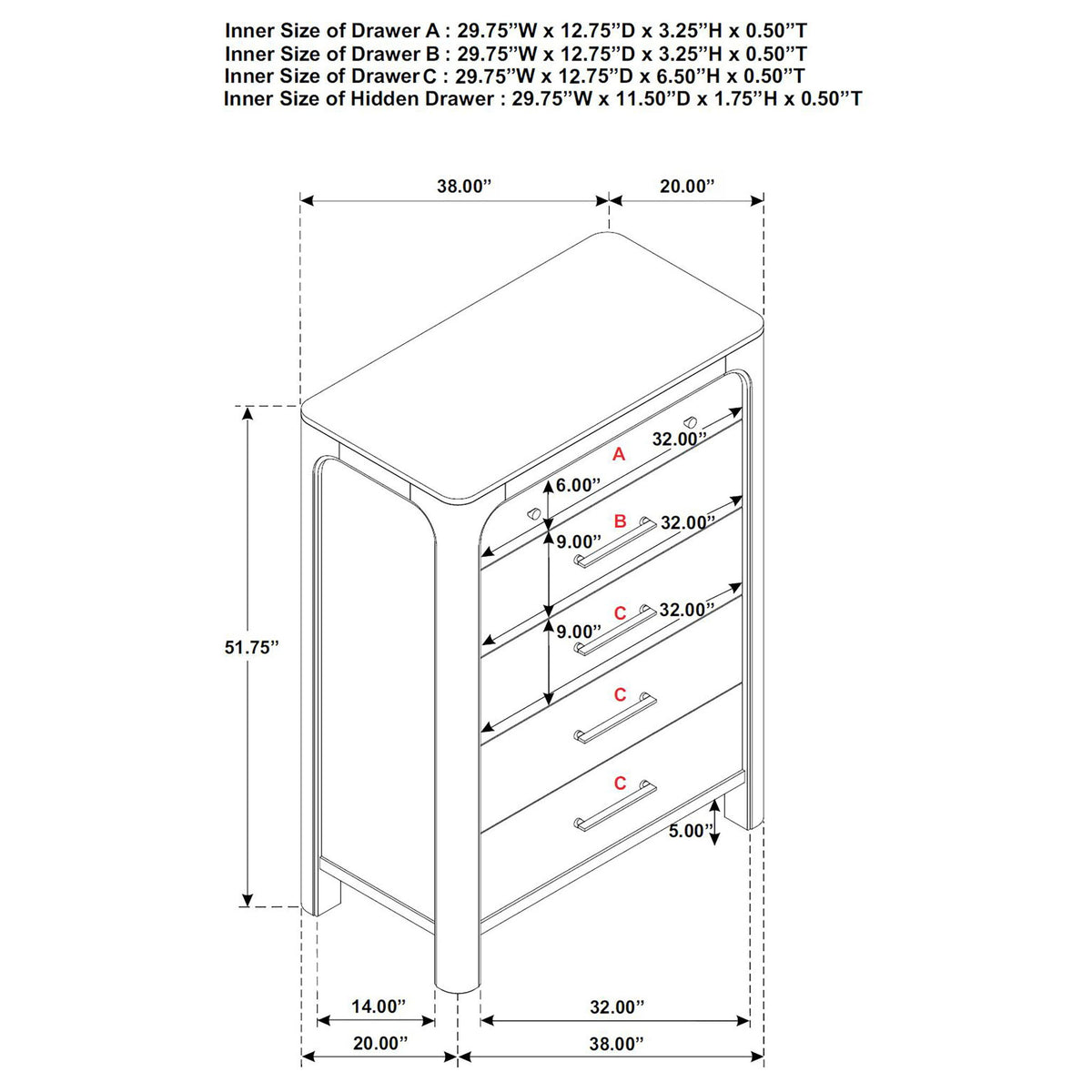 Flores - 5 Drawer Chest - Mango Color