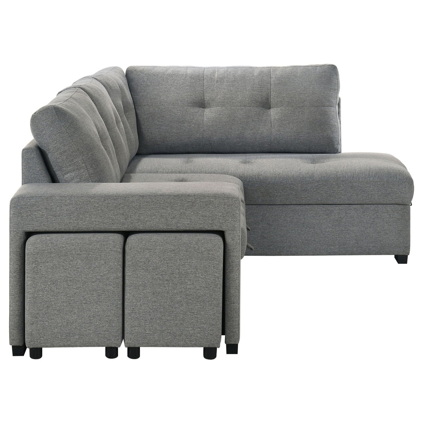 Atkinson - Sleeper Sectional Sofa With Lift Top Chaise - Gray
