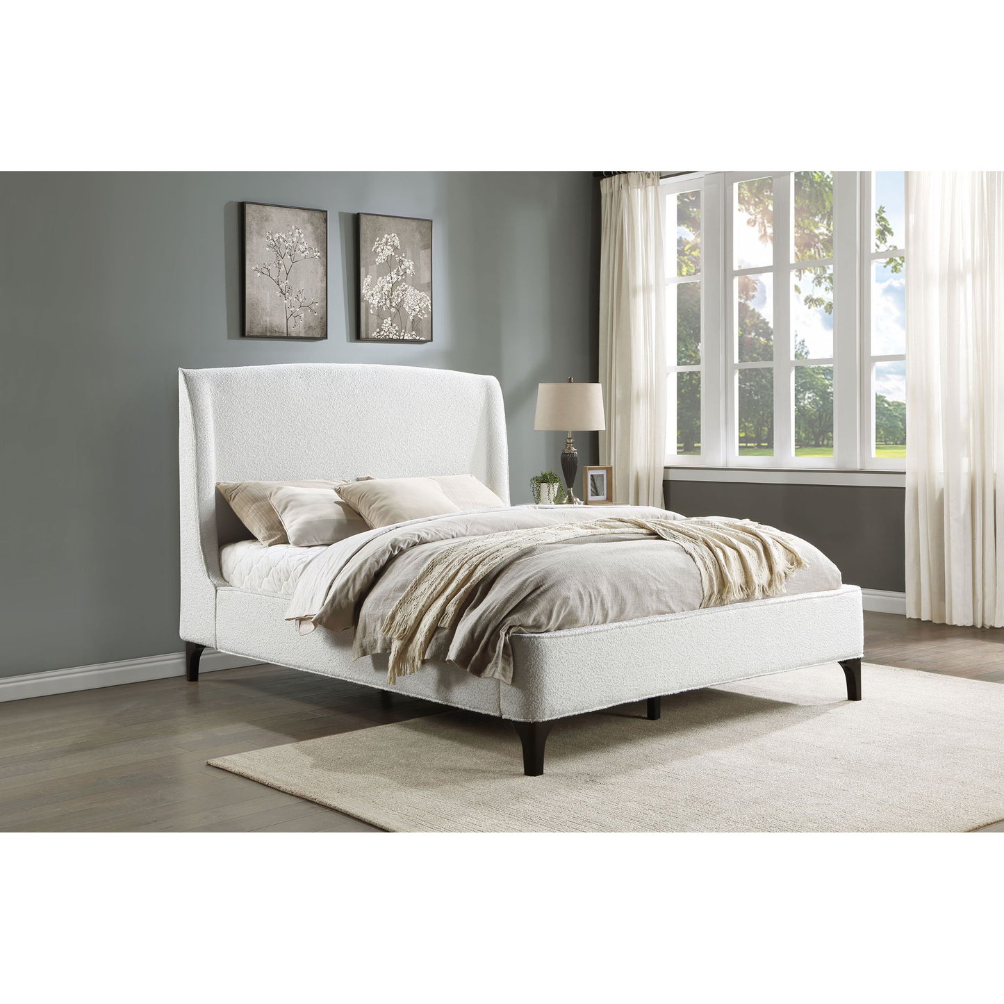 Theodore - Eastern King Wingback Bed - Ivory