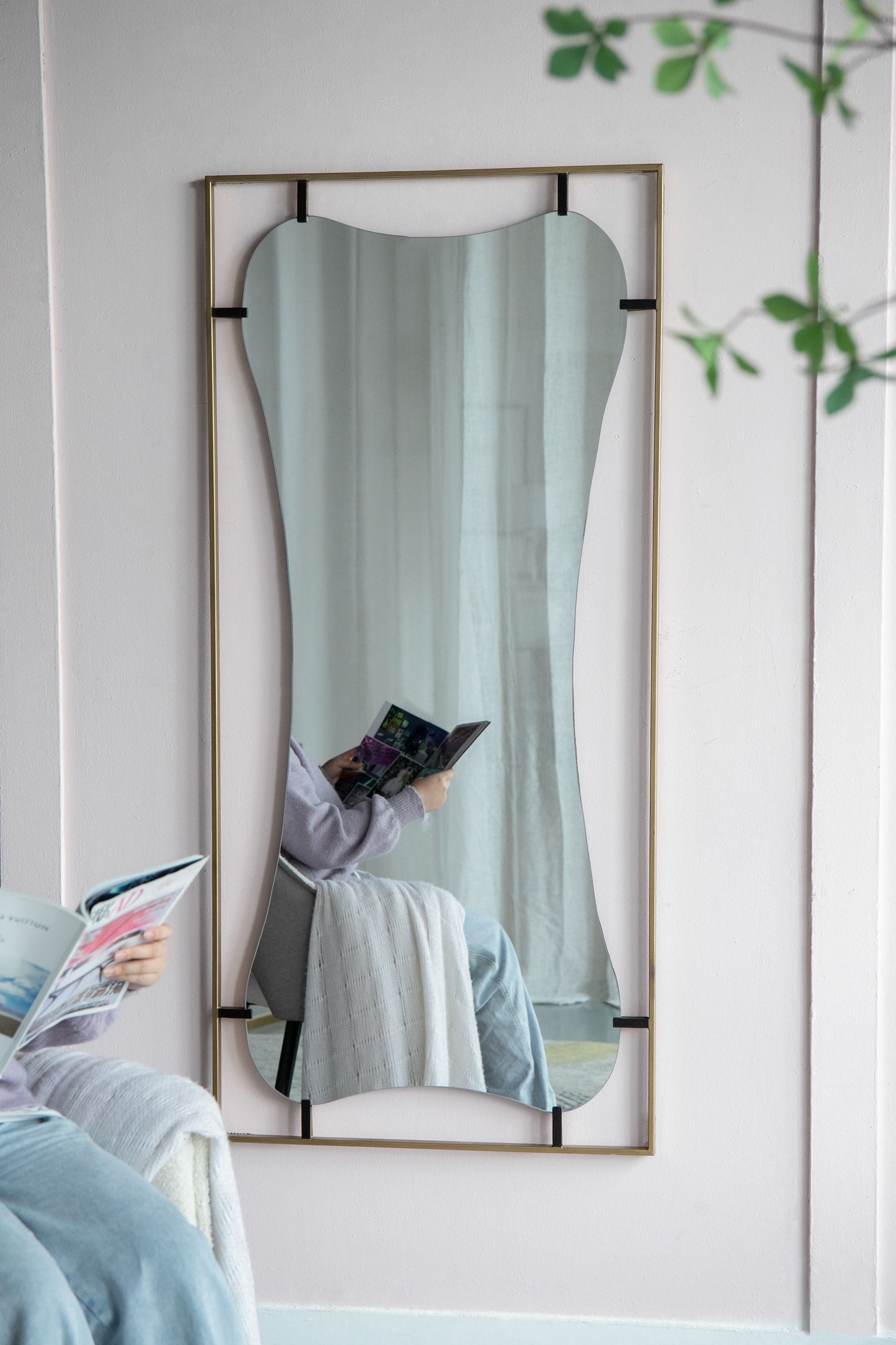 Poppy Mirror With Metal Frame Contemporary Design For Bathroom, Entryway Wall Decor