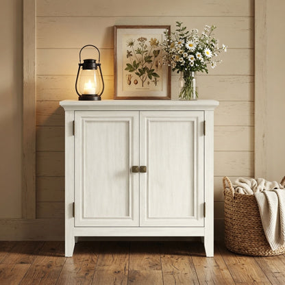 2 Door Buffet Cabinet With Adjustable Shelves - Matte White / Grayish